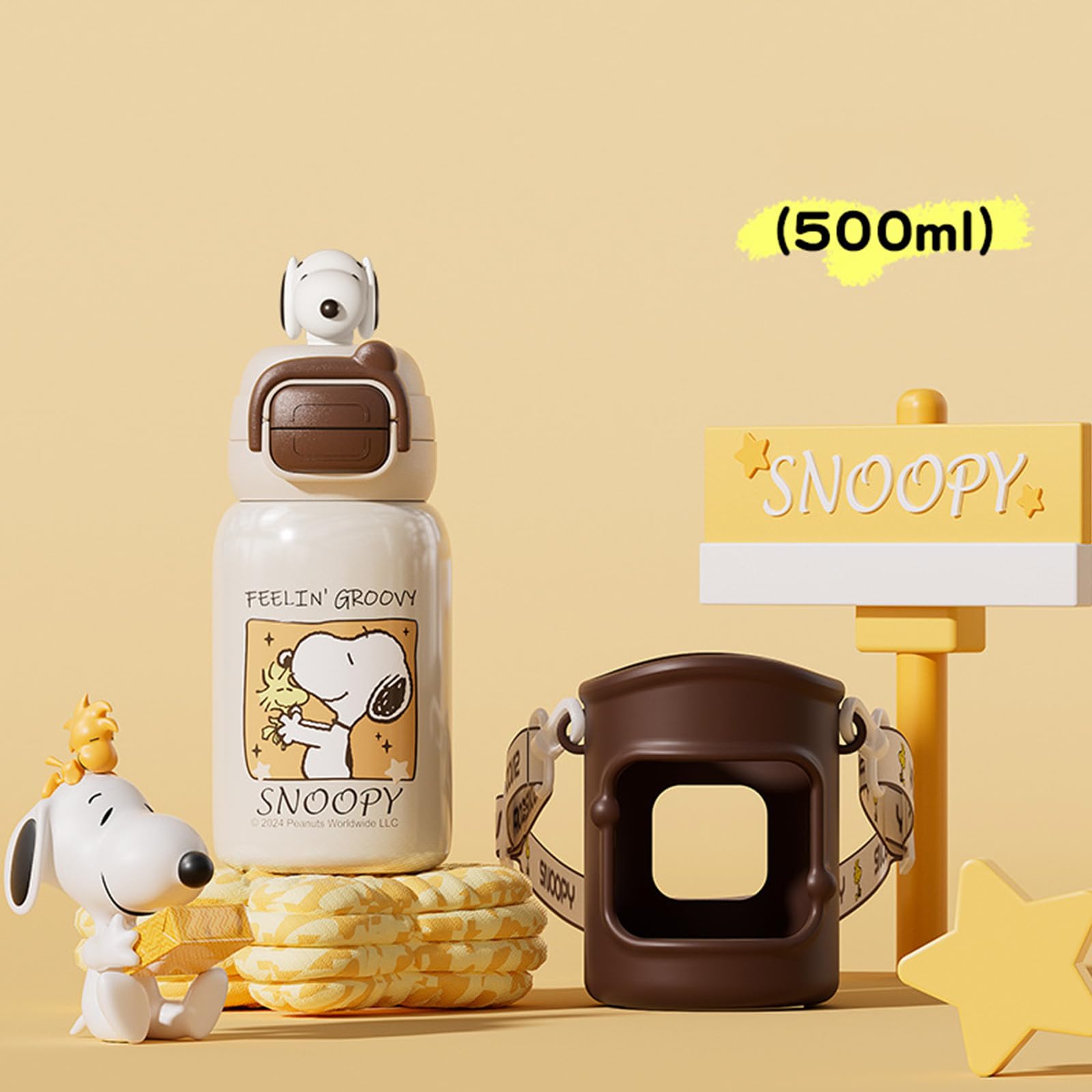 Amazon.co.jp: スヌーピー 水筒 ストロー付き水筒 真空断熱 2WAY 