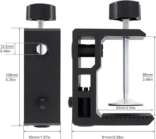 Miniatura 2 de RTNLIT Abrazadera de escritorio resistente para brazo de micrófono de base de 12", abrazadera C de micrófono de montaje en mesa de metal grande que