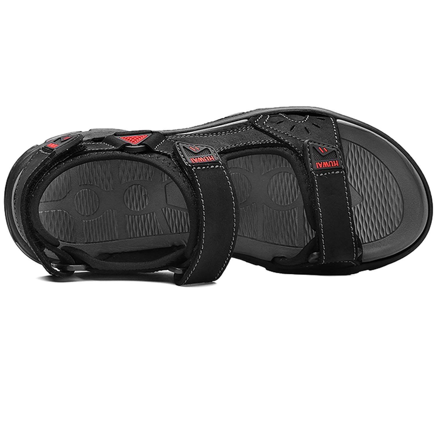 Lvptsh Sandali Sportivi Uomo Sandali de Passeggio Estivi All'aperto Escursionismo Trekking Sandals Pelle Casual Traspirante Spiaggia Sandaletti,Nero 1,EU43
