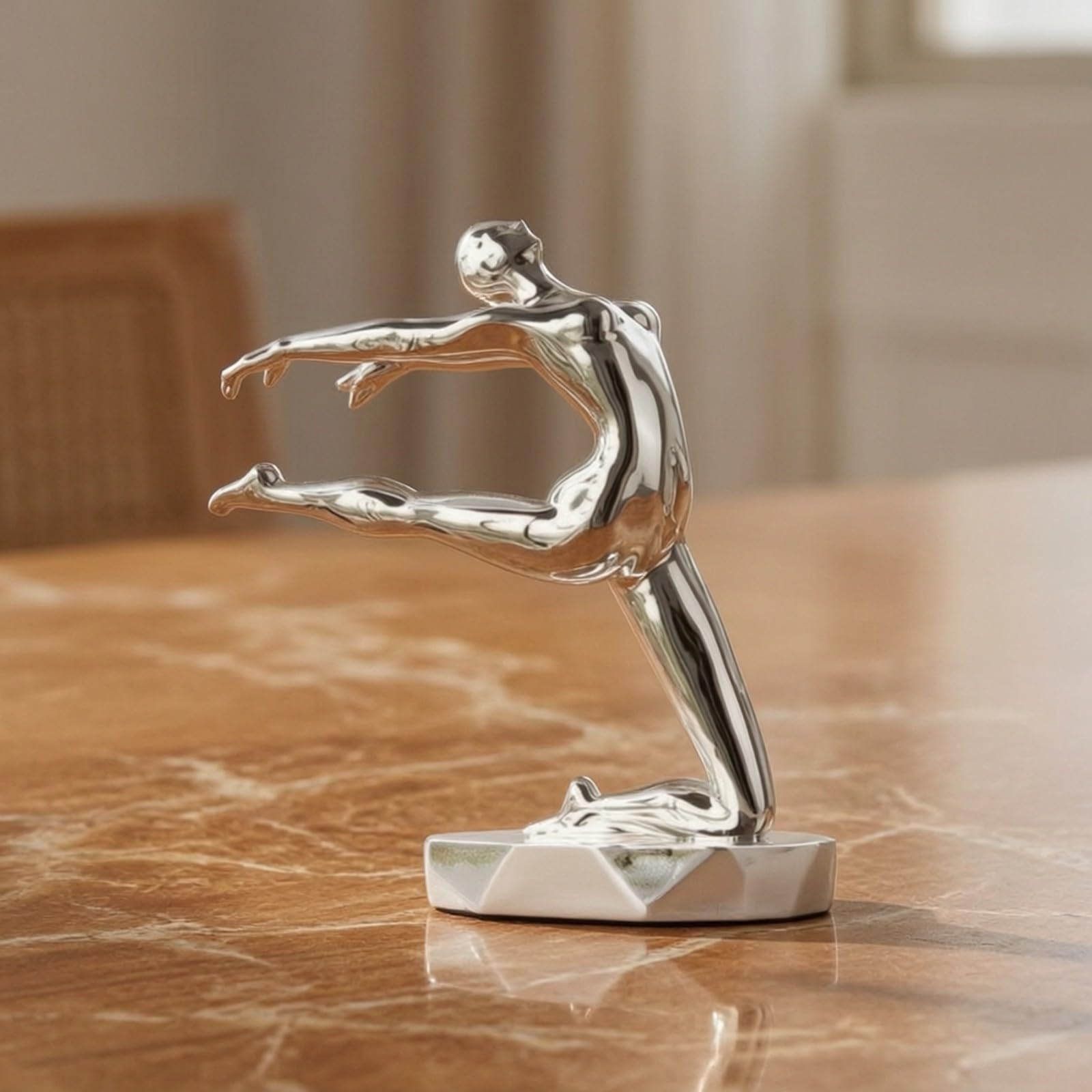 Statuetta Stilizzata Moderno Decorazione | Statua da Tavolo, Astratto, per Soggiorno, Studio, Libreria, Nero, 34x14x33cm