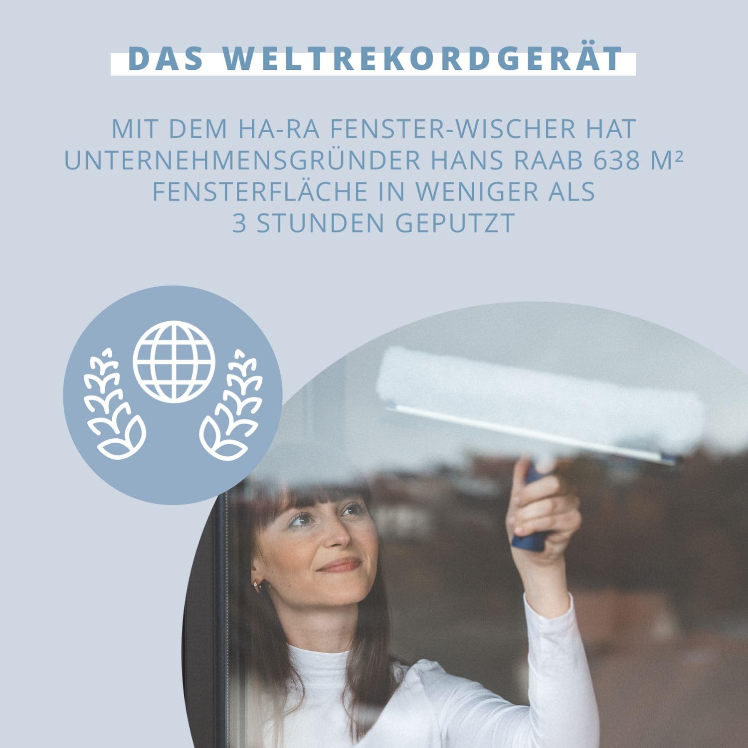 Ha-Ra Fenster-Putz-Reinigungsset I Fensterwischer 32cm I Konzentrierte Vollpflege 500ml I Microfaser Hammer Tuch 68x50cm I Fensterputz Set