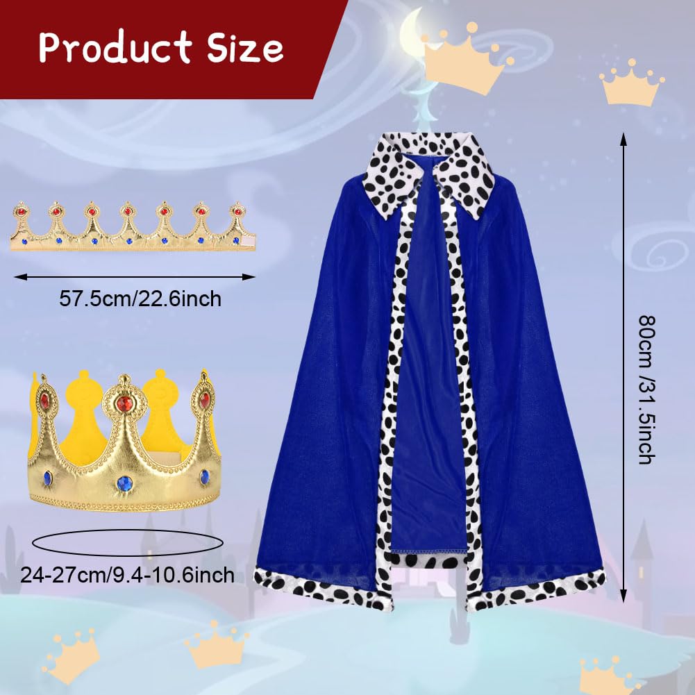 AOOWU Adult King Costume,Velvet King Cape with Adjustable Crown,Medieval Cosplay Cape Costume for Women Men Theme Party Theatre Fancy Dress Cosplay Carnival Halloween Christmas,120cm Length - Image 3
