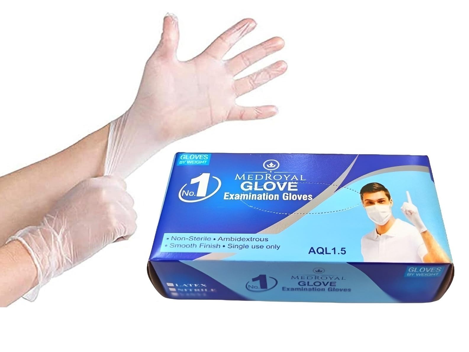 MEDROYAL NO.1 GLOVE Clear Vinyl Gloves Disposable Latex-Free Gloves for Cooking, Household Cleaning, Food Prep, Exam Etc.| Large,100 Counts/Box (B0CJMFNMV7) Amazon Price History, Amazon Price Tracker