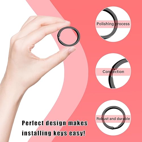 Miniatura 3 de 10 llaveros planos de metal divididos, 0.8 pulgadas de diámetro, a prueba de óxido, redondos, planos, universales, resistentes, resistentes, para el