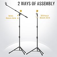 Vista 5 de GLEAM - Soporte de micrófono para micrófono ligero de menos de 1 LB - Trípode con brazo de extensión y soporte de micrófono con bolsa de transporte