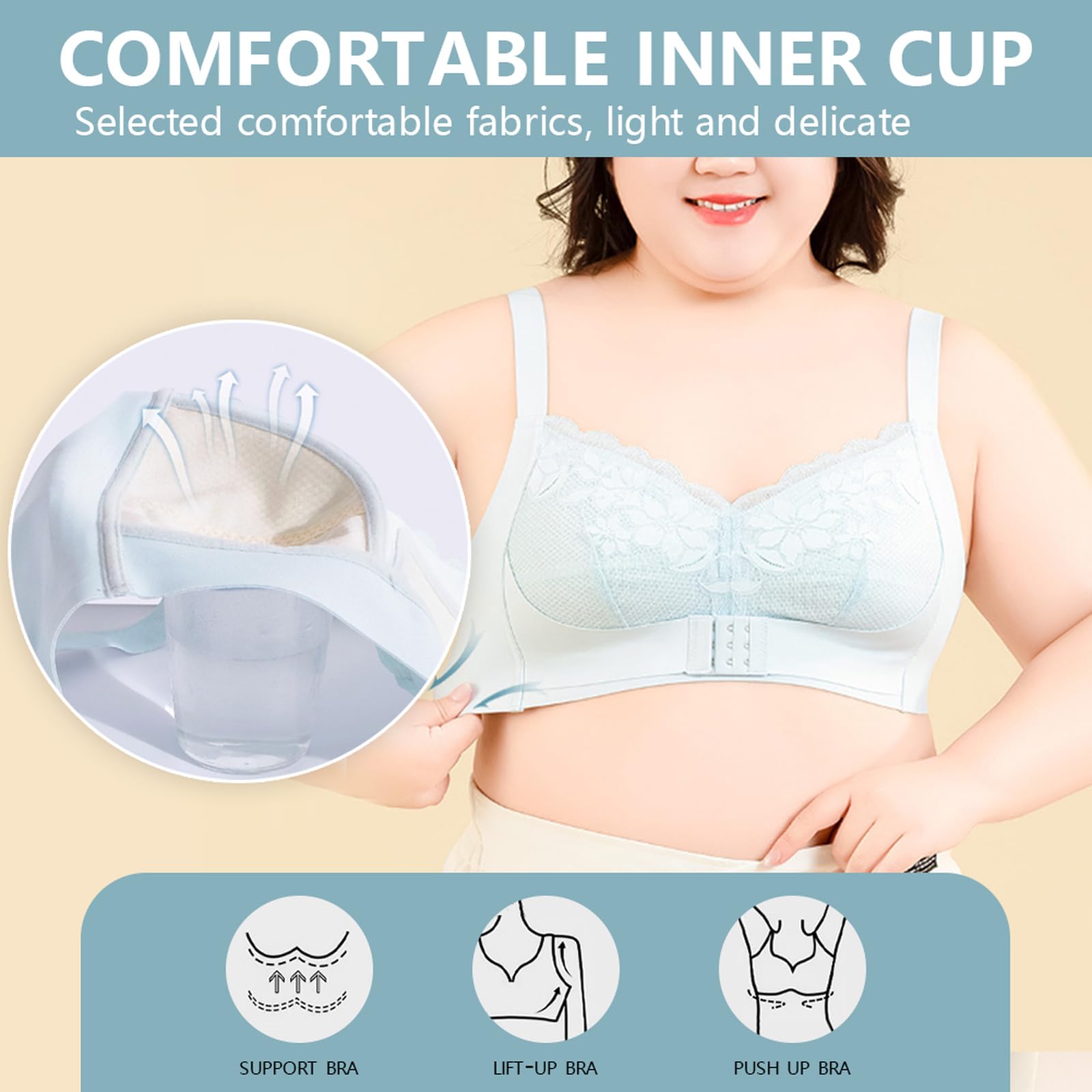 Dirndl Damen Vorderverschluss Bügelloser Spitze Bralette un Gepolstert gefüttert V Ausschnitt Jeden Tag BHS Top BHS Push up sexy