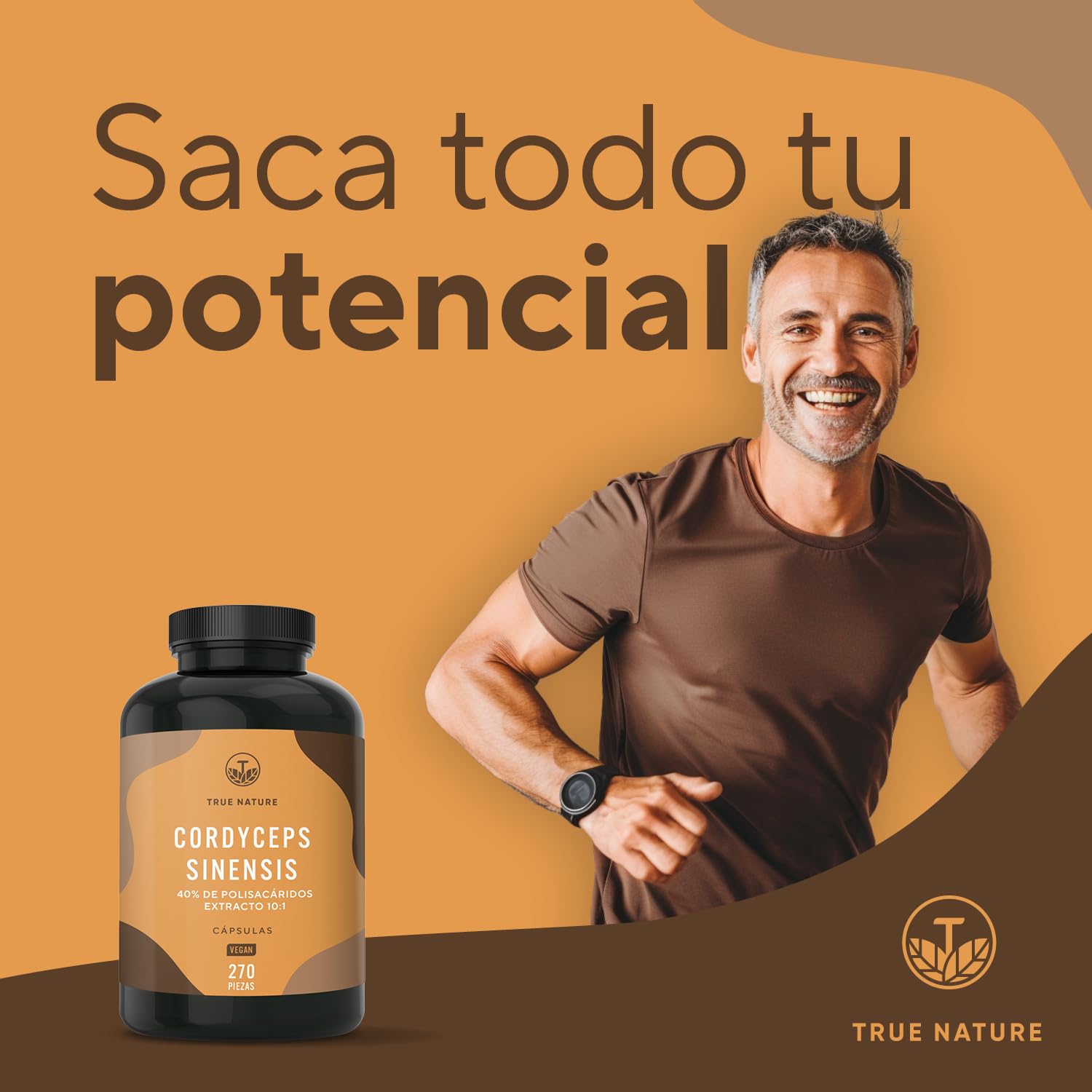 Cordyceps Sinensis cápsulas - 19500mg (10:1) alta dosis - 270 cápsulas - 207 g - con 40% de polisacáridos bioactivos - Testado en laboratorio - Vegano - TRUE NATURE