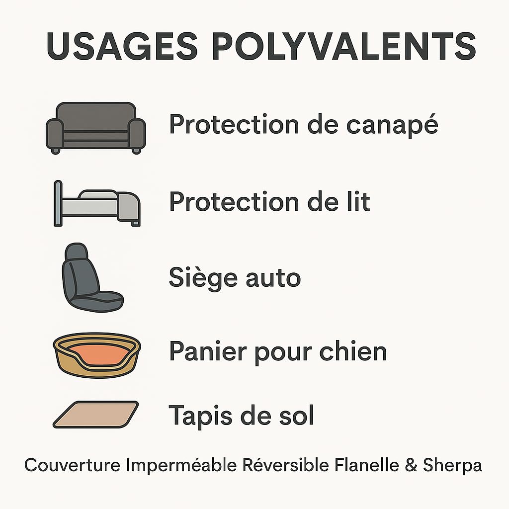 Couverture Imperméable Réversible Flanelle & Sherpa pour Chien et Chat | Plaid Lavable, Durable et Résistant pour Animaux | Protection Canapé, Lit, Voiture ou Tapis de Sol (Gris, Medium)