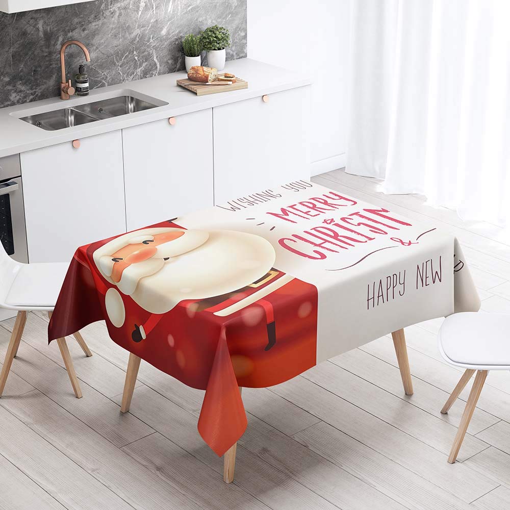 Dotbuy-Shop Red Dotbuy Christmas Tablecloths Rectangular Xmas Tablecloth Protector Washable Cloth Fabric Table Cover Home Decoration (, 90X90cm)