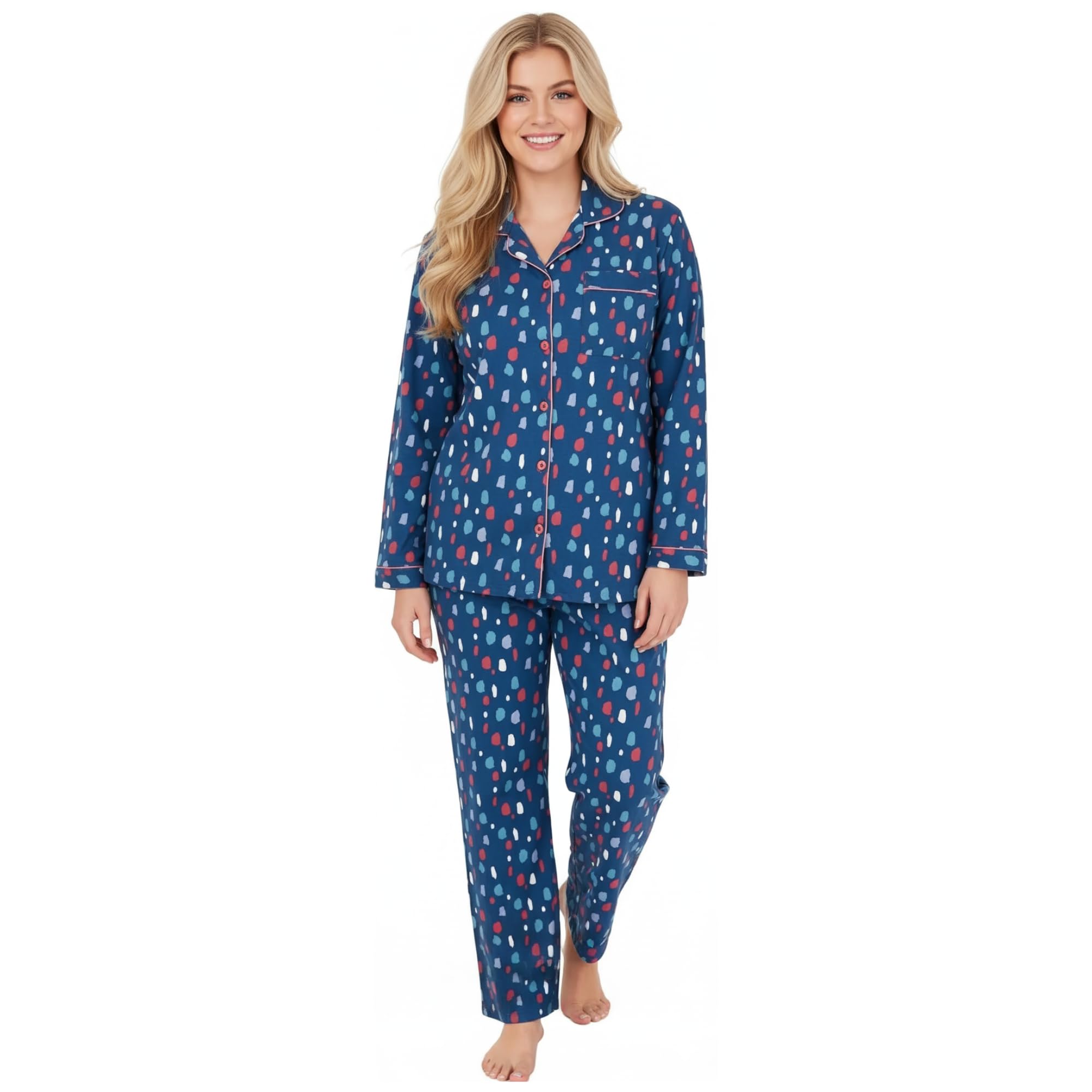 INSIGNIA Women’s 100% Cotton Flannel Pyjamas – Soft & Breathable Lounge Set, Elastic W...