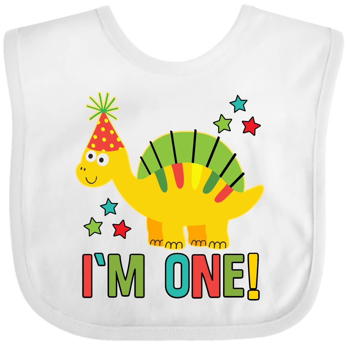 inktastic Dinosaur First Birthday 1 Year Old Baby Bib White 3e4ce