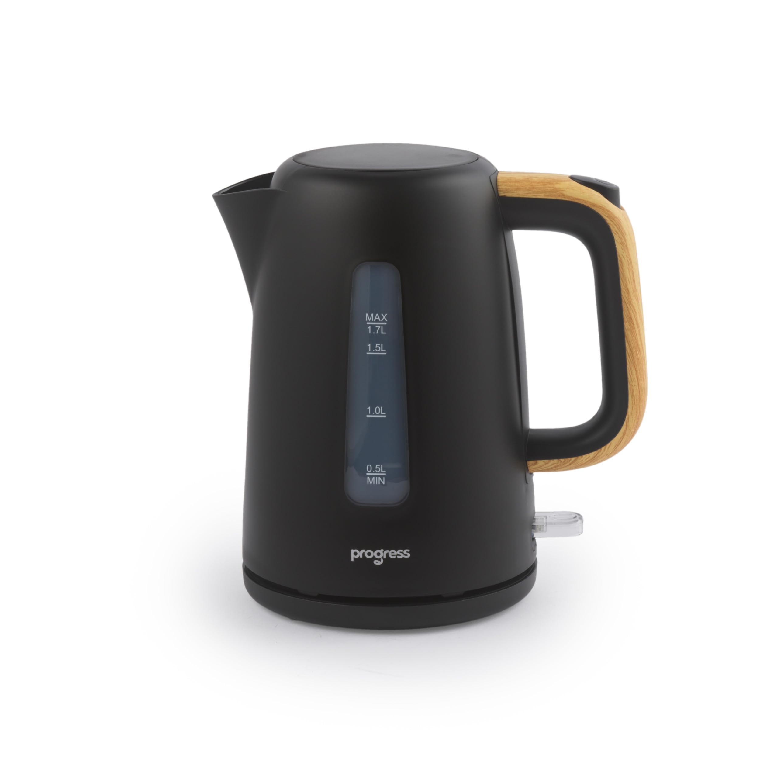 Progress Skara 1.7 L Kettle - Rapid Boil, Removable Limescale Filter, Boil-Dry Protection, Strix Controller, 360 Degree Base, BPA-Free, Black & Wooden Accents, 3000W