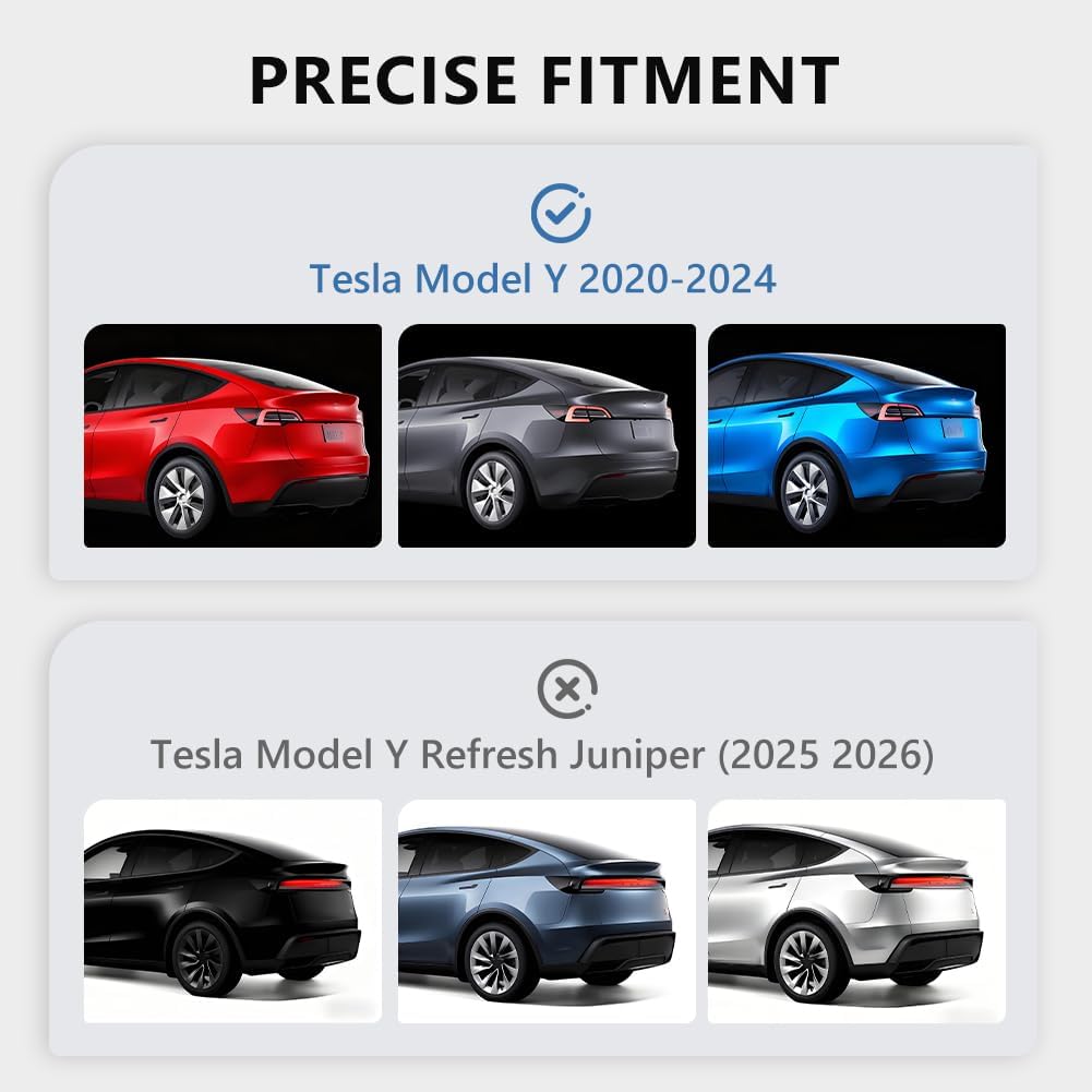 ABS Rear Spoiler Wings Compatible with Tesla Model Y 2020 2021 2022 2023 2024, [Glossy Black Style] Rear Trunk Spoiler Lip Tail Wing Rear Trunk Lid