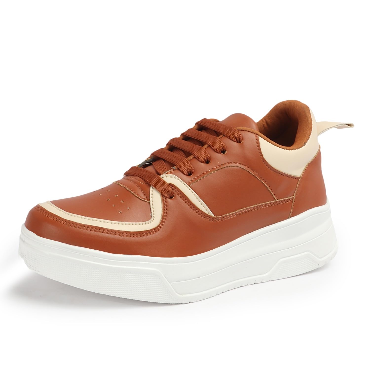 Casual Sneaker Shoes for Women | Rounded Toe Cushioned Comfort Sneakers for Womens TAN Casual Sneaker Shoes for Women | Rounded Toe Cushioned Comfort Sneakers for Womens TAN