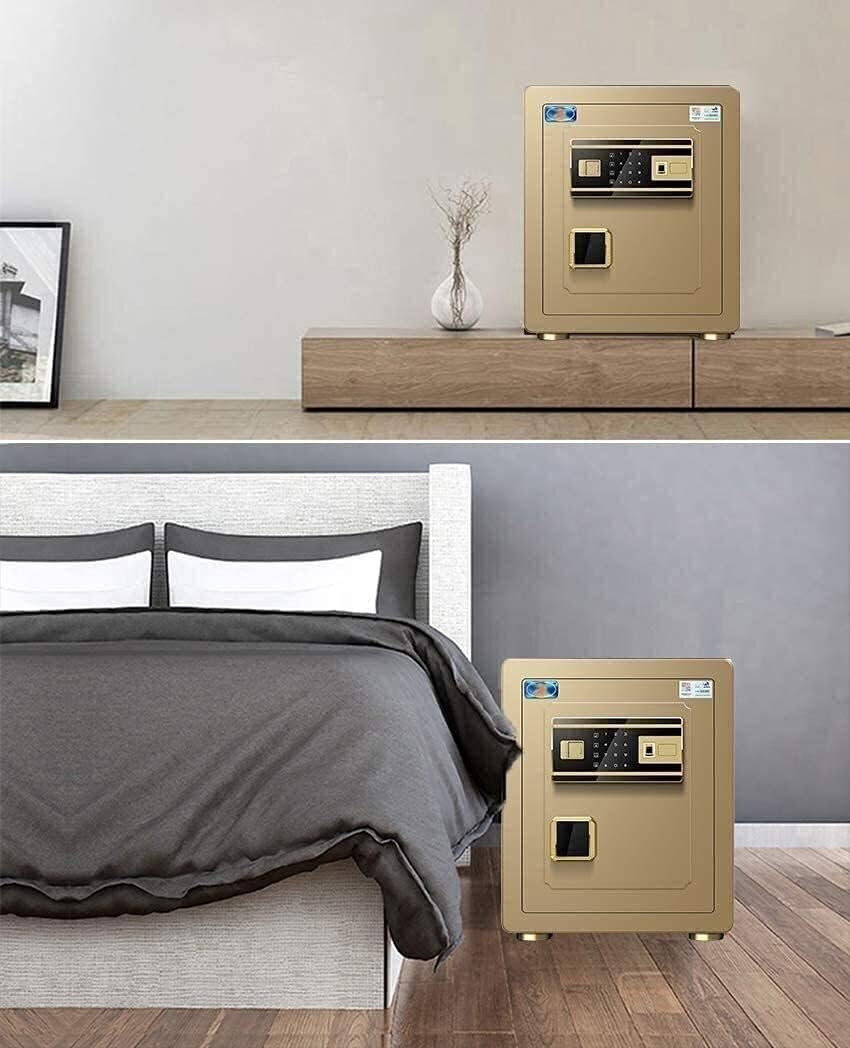 Fireproof Waterproof Safes and Box, Safety Boxes Electronic Digital Biometric Fingerprint Home Steel Safe for Office Hotel Cash 38X33X45Cm, Money Hid