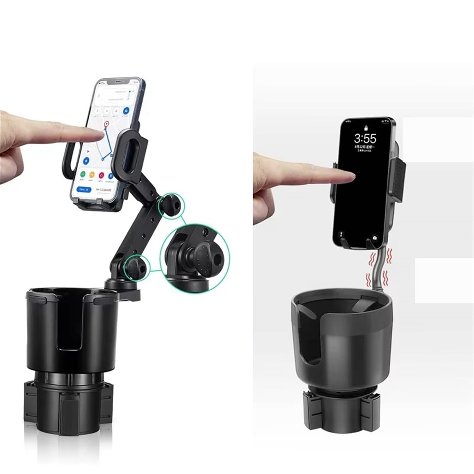 Supporto Lattine auto Espansore Per Portabicchieri Auto Con Supporto Per Cellulare Per Rotazione A 360° Per Smartphone Accessori Interni Per
