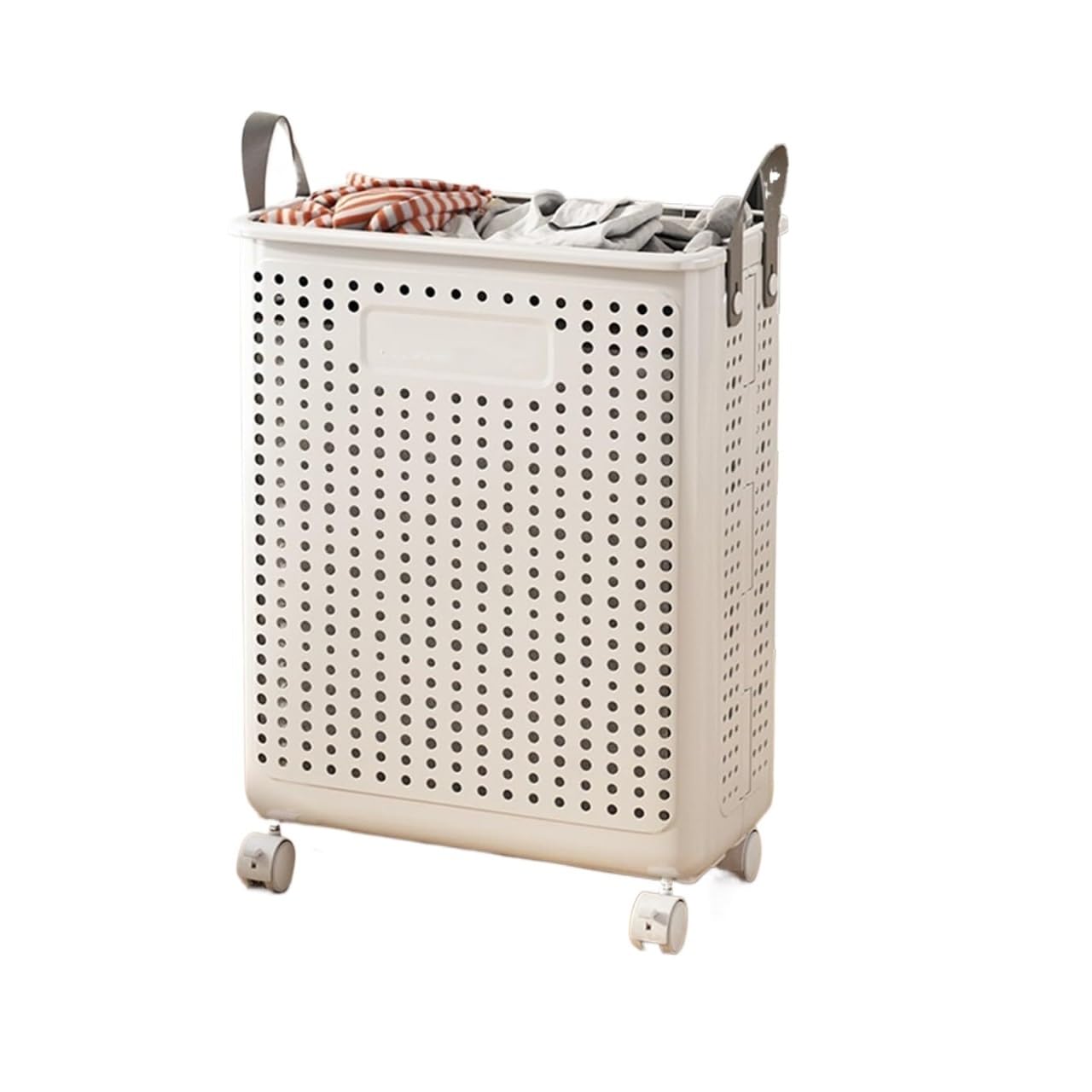 Folding dirty laundry basket, Laundry Basket Wheels ABS Multicolor 22-31cm(/White,22cm)