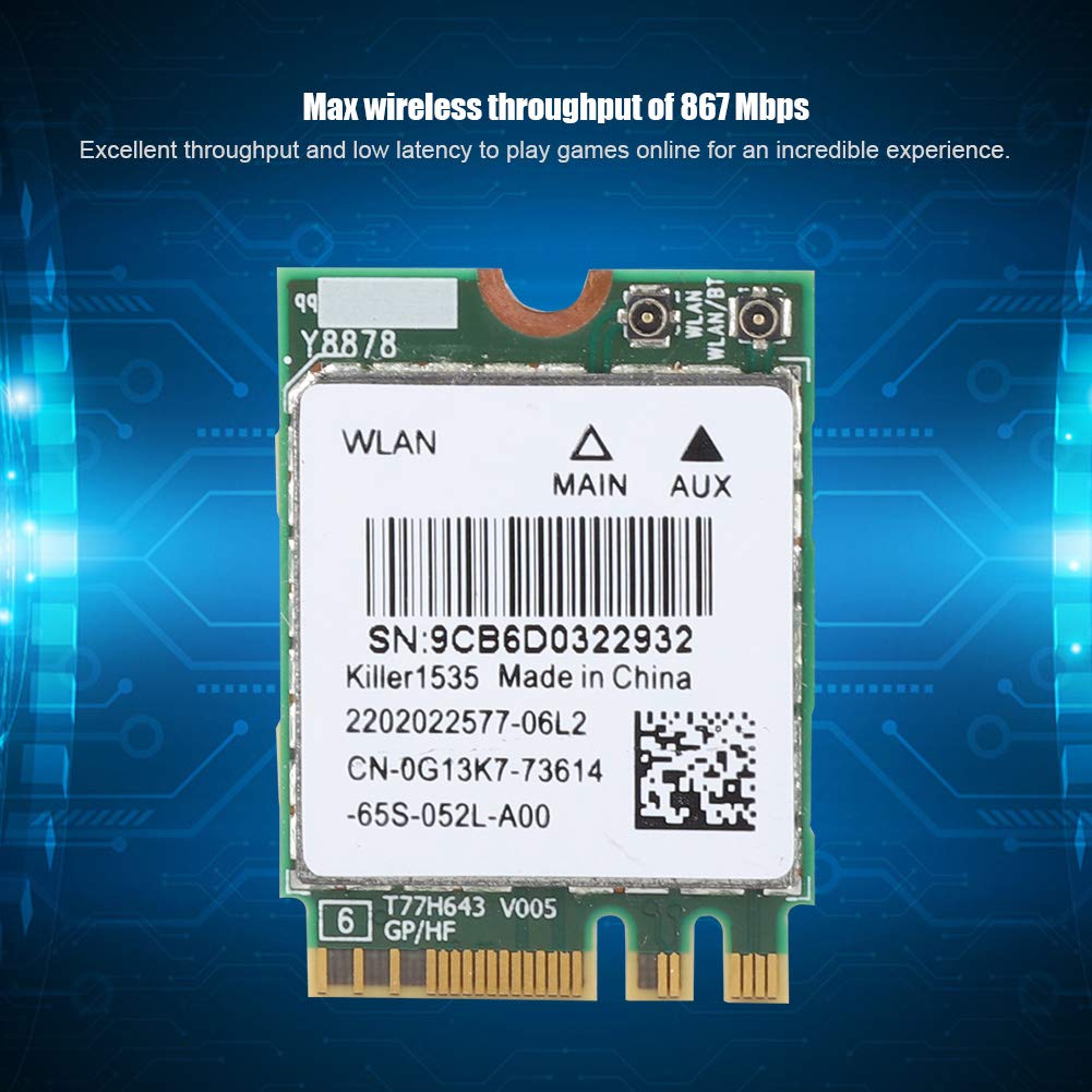 Killer 1535 M.2 Wireless Card + Bluetooth 4.1 – Fits Alienware 17 R3 P43F