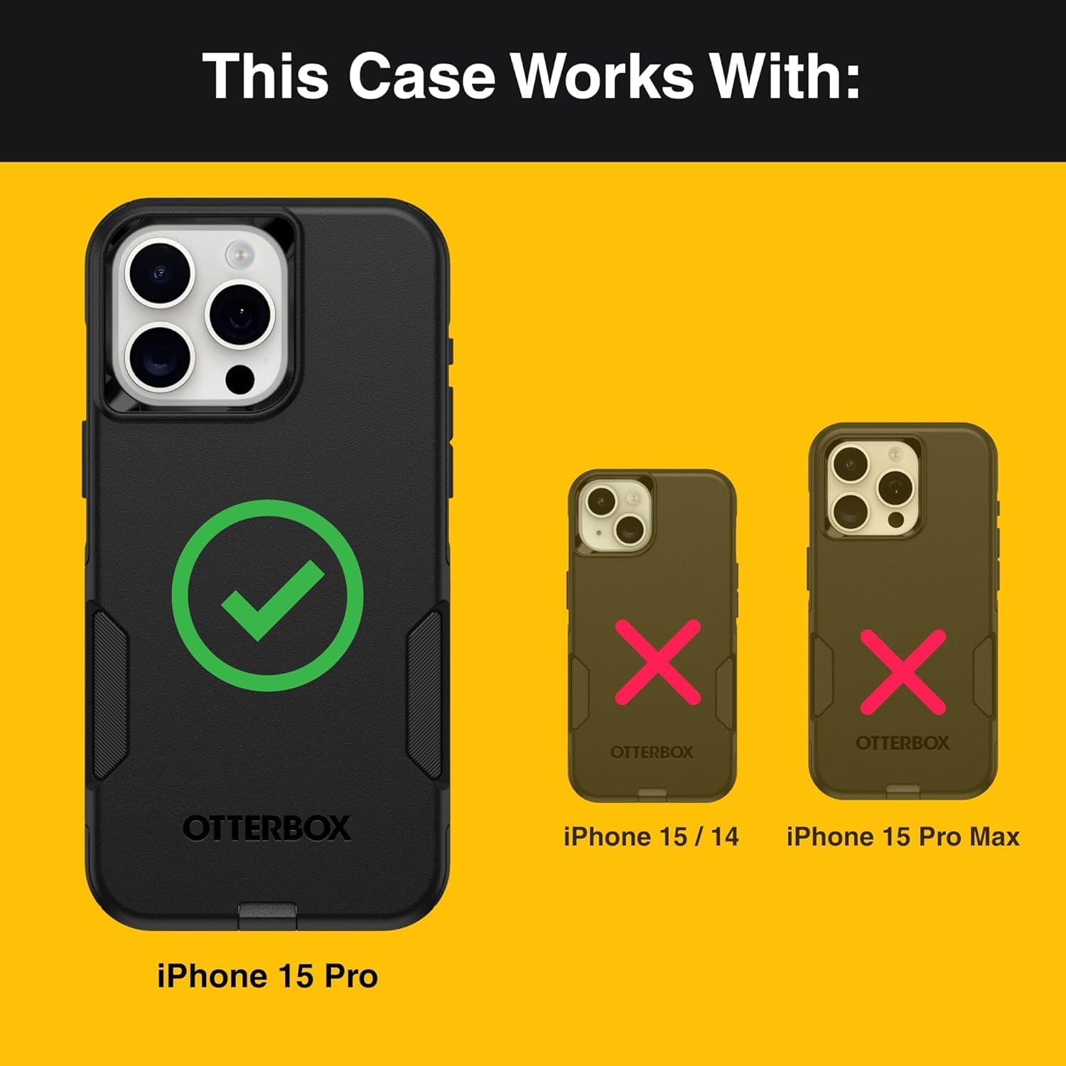 OtterBox iPhone 15 Pro - Customizable Case - Commuter MagSafe Series - Personalize with Photo & Text - Snaps to MagSafe - Raised Edges Protect Camera & Screen - Non-Retail - Black