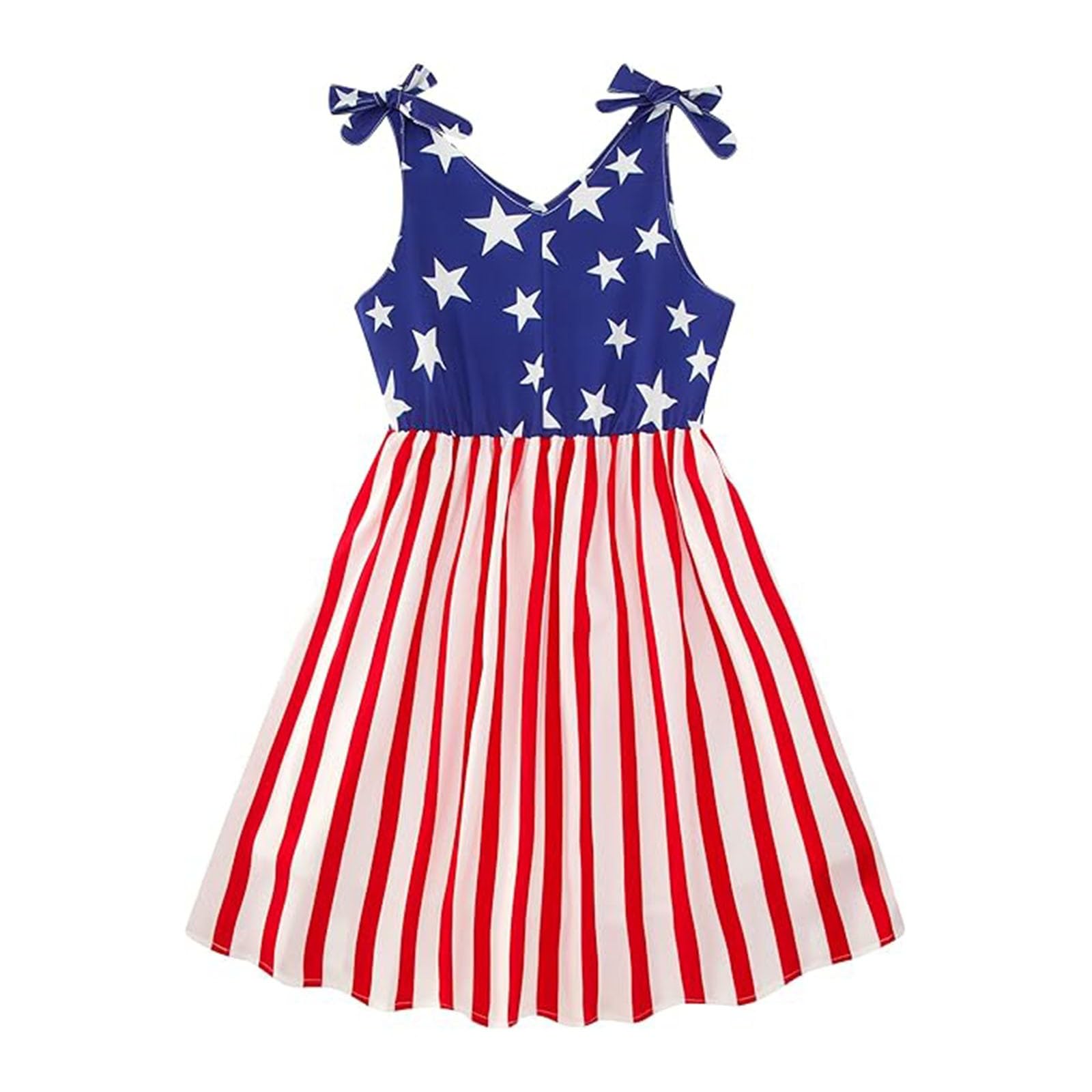 Robe de plage boho enfant imprimé drapeau américain étoiles rayures