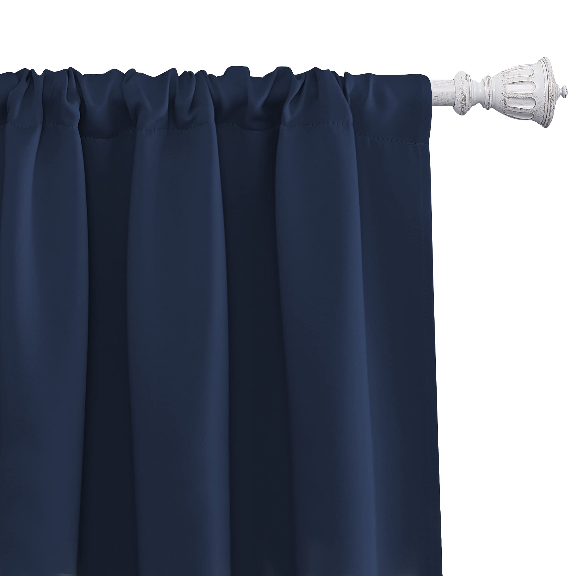 NICETOWN 2 Panels Blackout Curtains 42 x 45 in Navy with Single Curtain Rod 48-86 inch