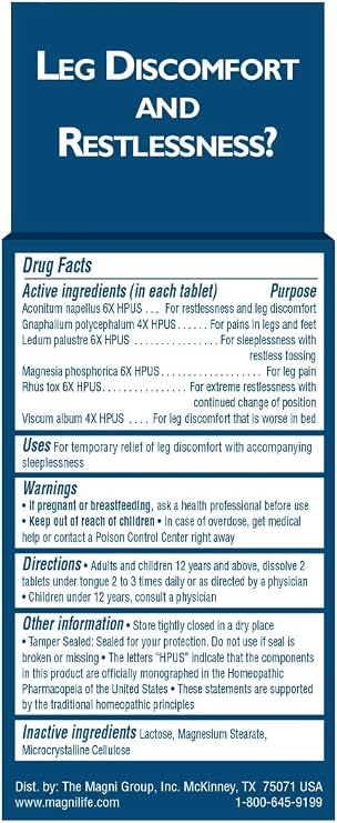 MagniLife Relaxing Legs Sublingual Tablets + Cream Bundle, 125 Count Tablets + 4 Oz Cream, Homeopathic Nighttime Restless Leg Support with Fast-Absorbing Lavender & Magnesium Body Care
