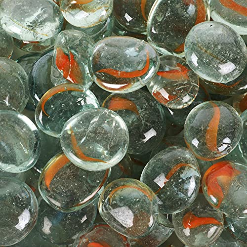 Image of Color Stone Decorative Shiny Glossy Flower Glass Pebbles for Vase Fillers Plant Pots Home Table Garden & Outdoor Decoration (Orange Leaf 5Kg)