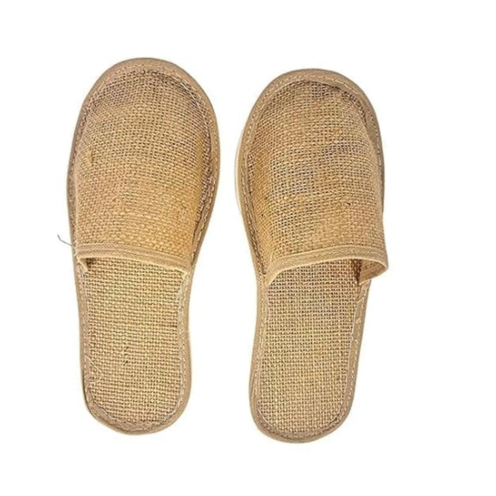 Natural Jute House Slippers for Men & Women | Eco-Friendly Breathable Indoor Open Back Slippers | Anti-Slip Lightweight Home Bathroom Bedroom Guest Slippers-image-19