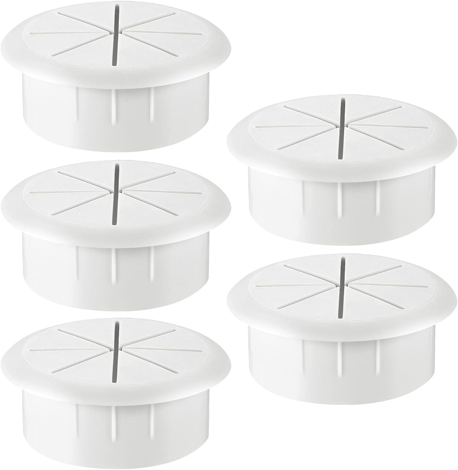 HYCC 5 Pack 2 Inch Flexible Desk Grommet,Organize Wires and Cables on Office Equipment, Computer Components, Entertainment Systems Effectively - Color: White