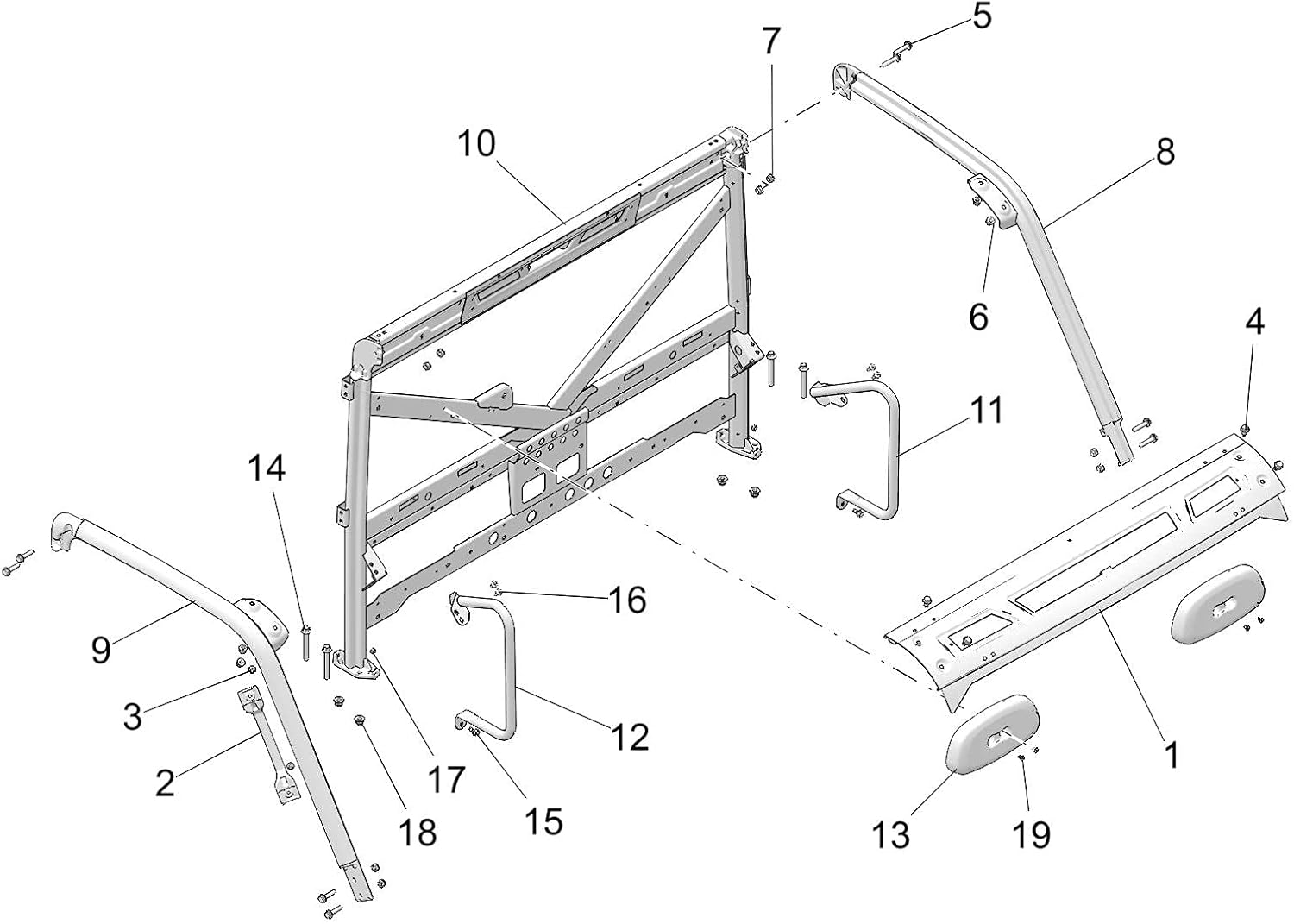 Polaris Ranger Rollover Protective Structure (ROPS) Grab Handle, Gloss Black, Genuine OEM Part 5450844-070, Qty 1