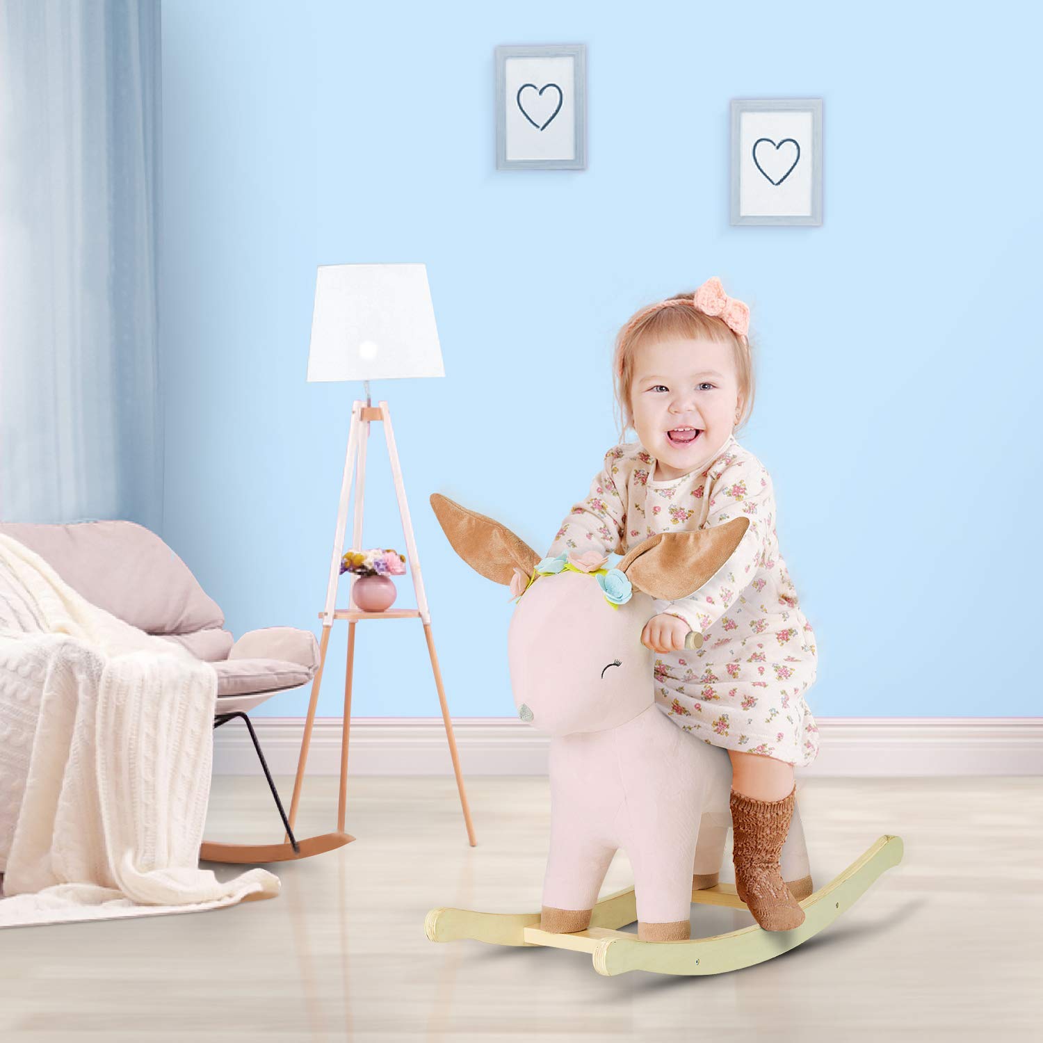 Deer Rocker Baby Rocking Horse Labebe Plush - Female Deer Rocker With Music For ...