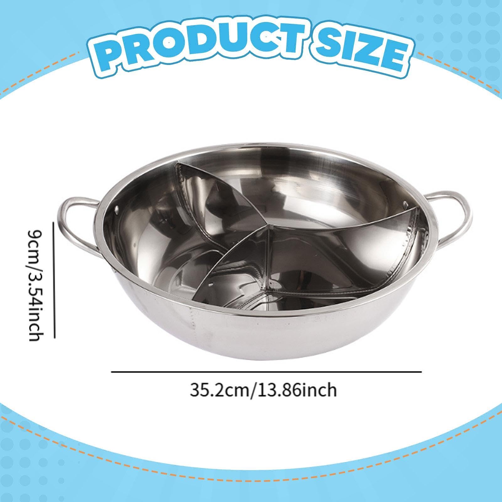 Pentola in acciaio inox divisa multiuso 3 in 1 adatta per piano cottura a induzione, fornello a gas, pentola per zuppa, per per cucina domestica, 36 Cm