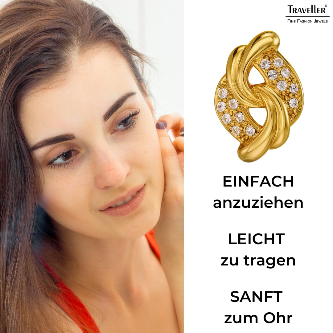 Traveller Ohrclip - Damen - 22kt Vergoldet - Kristalle - 20x13 mm - 157782