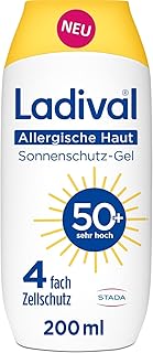 Ladival Sonnenschutz Gel LSF 50+ für allergische Haut - Sonnencreme bei Sonnenallergie und Mallorca-Akne, wasserfest, fettfrei, 4-fach Zellschutz, korallenfreundlich, leichte Gel-Formel, 200ml