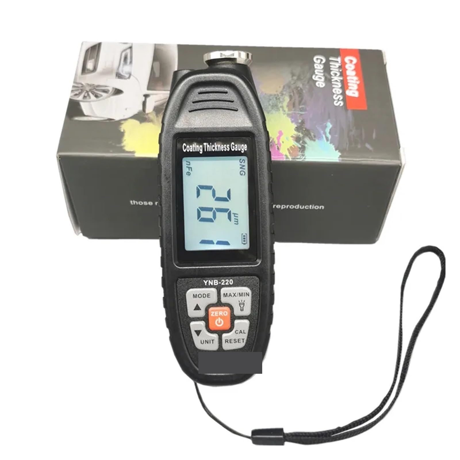 Miernik grubości, YNB-220 LCD Light Car Paint Tester Miernik grubości powłoki samochodowej z podświetleniem Instrukcja obsługi w języku angielskim, dla samochodu