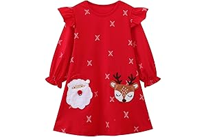 Vestido de Navidad con mangas largas para niñas, camiseta larga de algodón...