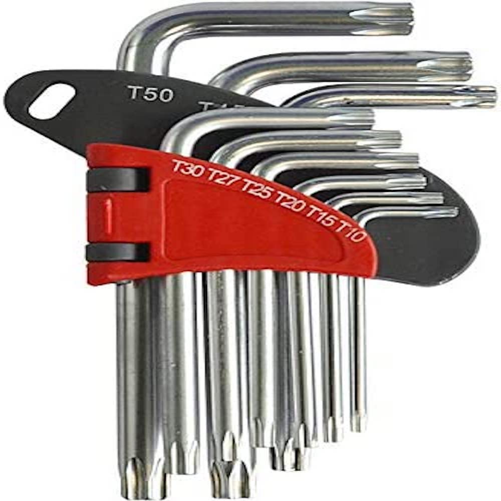 Simply Tools ALKT1 9 Piece Torx Allen Key Set Varied Sizes Chrome Vanadium Steel, Red