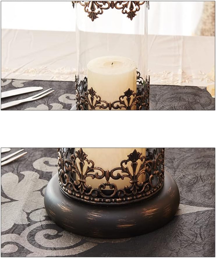Vintage Candelabra Nordic Retro Glass Hollow Carved Candle Holder Home Decoration Candle Holder Suitable for Living Room Restaurant Banquet Candle Stand(B)