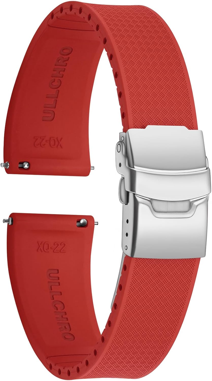 Couleur Orange Noir Taille 22mm Bracelet De Montre En Caoutchouc Fluoré