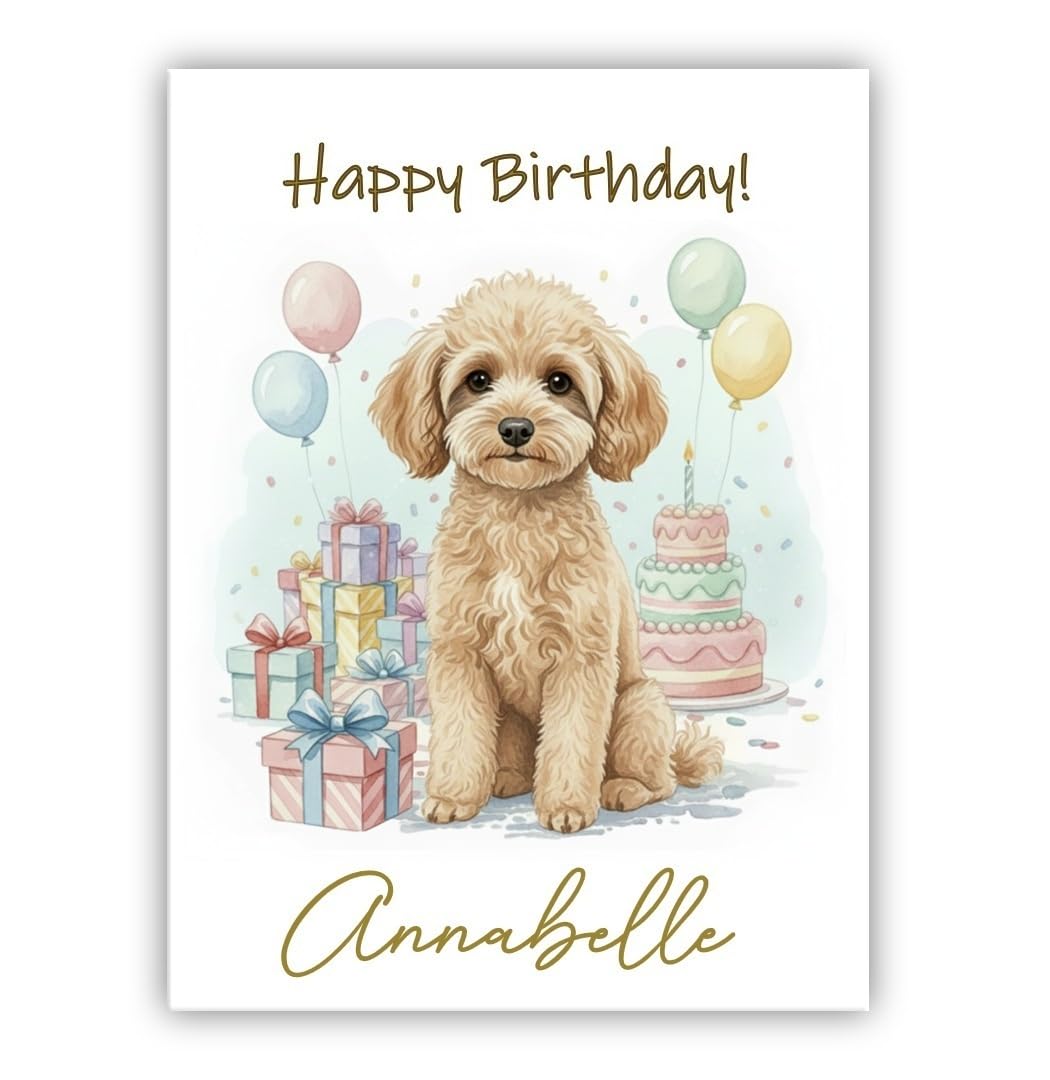Personalised Birthday Card From the Dog – Add Any Name – Multiple Breeds Available – Dogs Lover Gift (• Poodle beige)