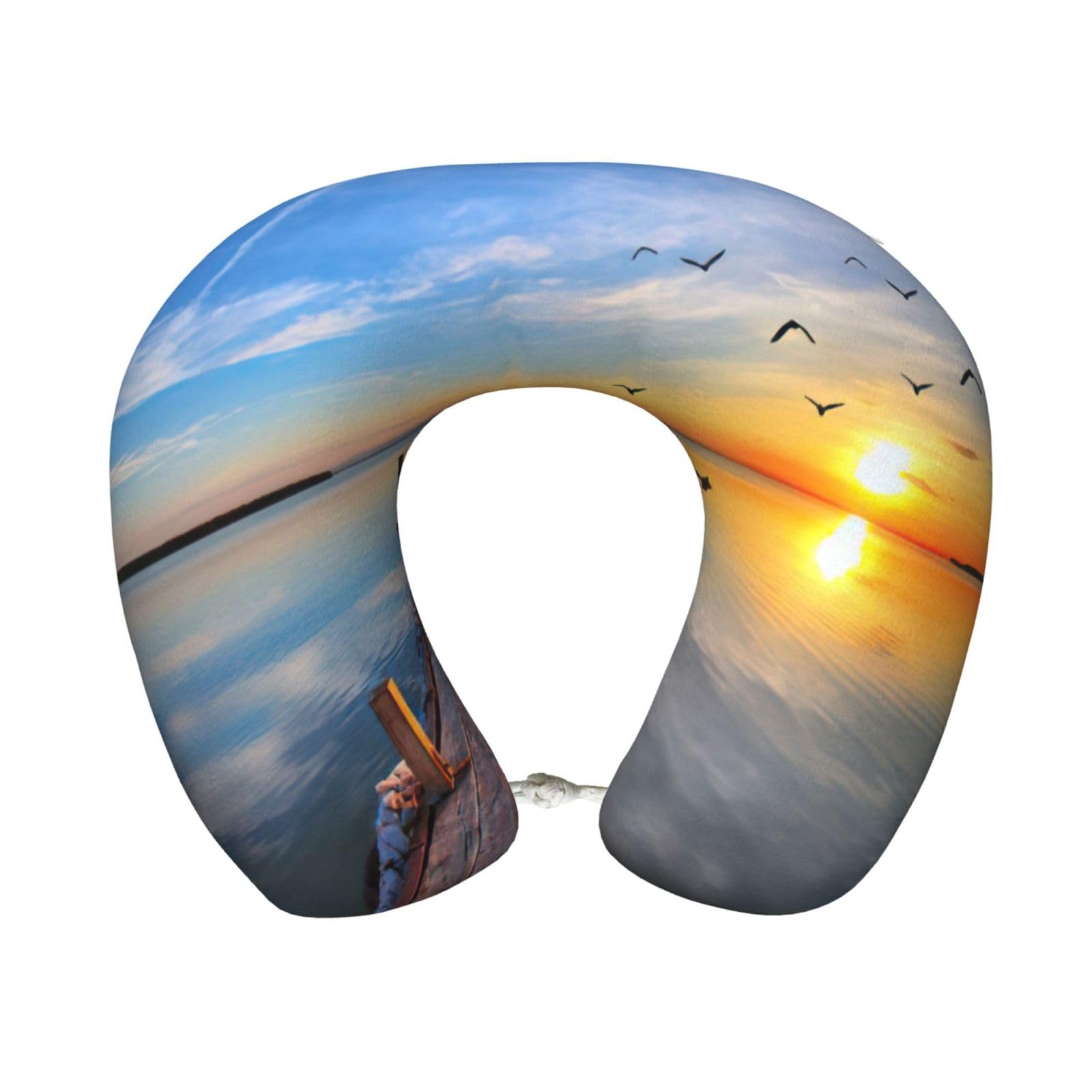 yagDAA Sunset Sea Print U-Shape Travel Neck Pillows Memory Foam Neck Pillow For Airplane Car Office Sleeping Rest