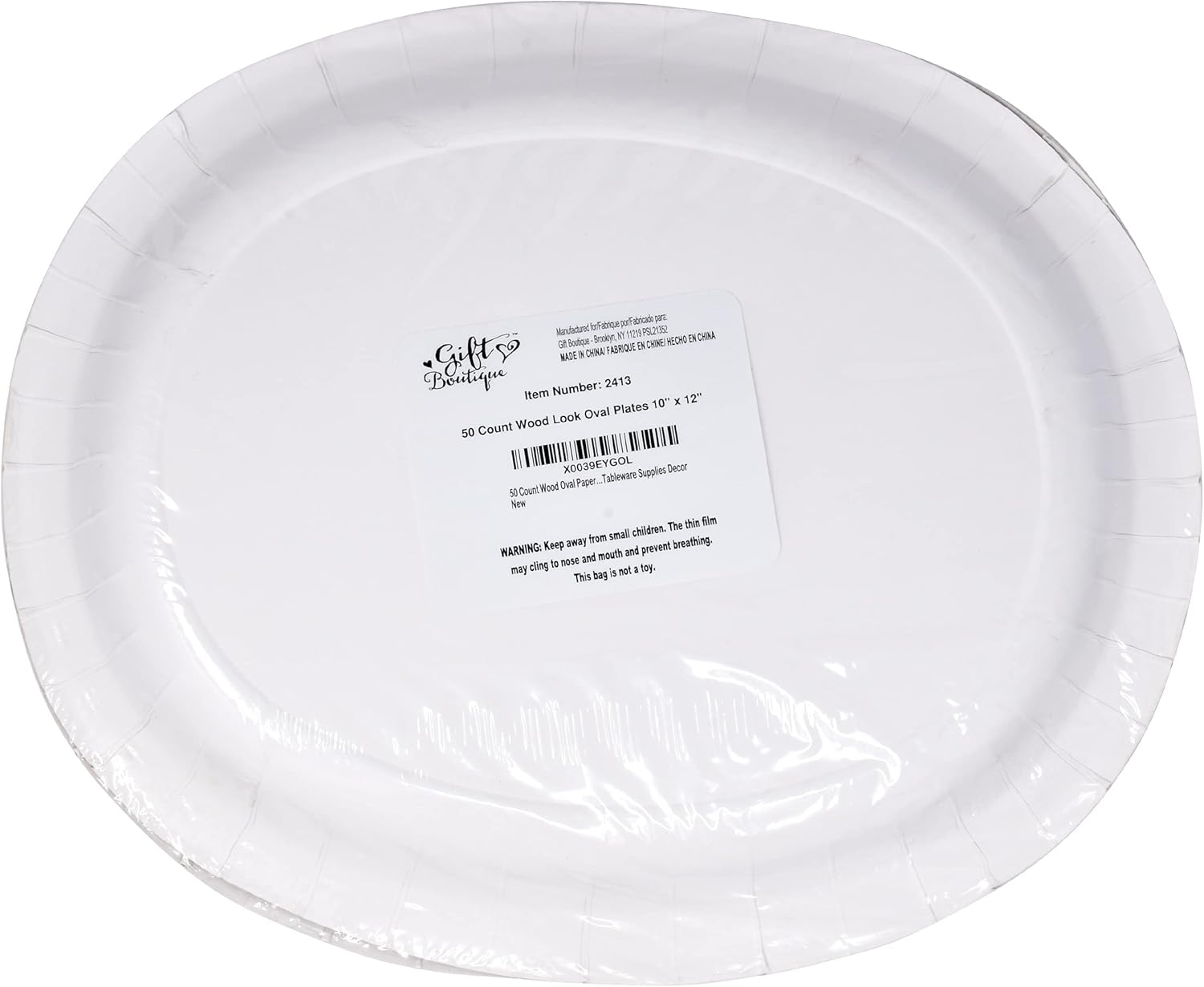 Gift Boutique 50 Count Wood Oval Paper Plate 10" X 12" Large Disposable Rustic Wooden Look Platter Serving Dish Tray for Fall Spring Holiday Tableware