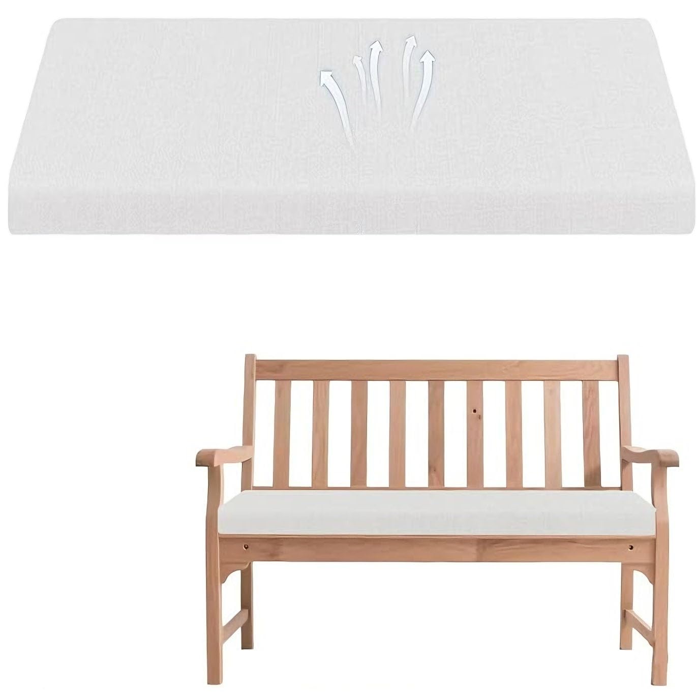 Cojín de asiento banco 2 pulgadas, antideslizante con lazos lavable