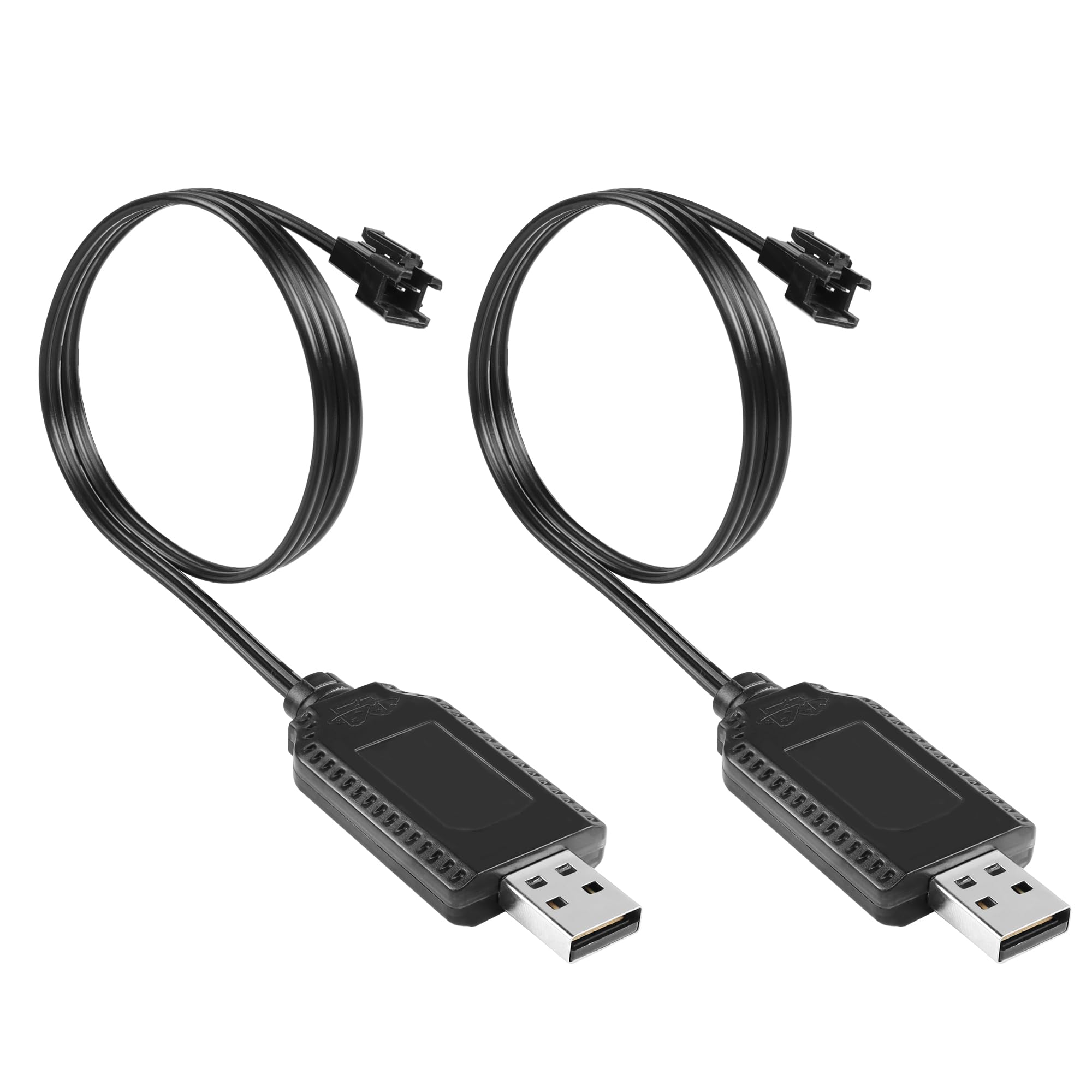 YACSEJAO 2 Pack USB Charger Cable with SM-2P Connector Plug Compatible with 7.4V 1000mA LiPo Batteries for RC Drones Vehicle Buggy Car Truck Boat