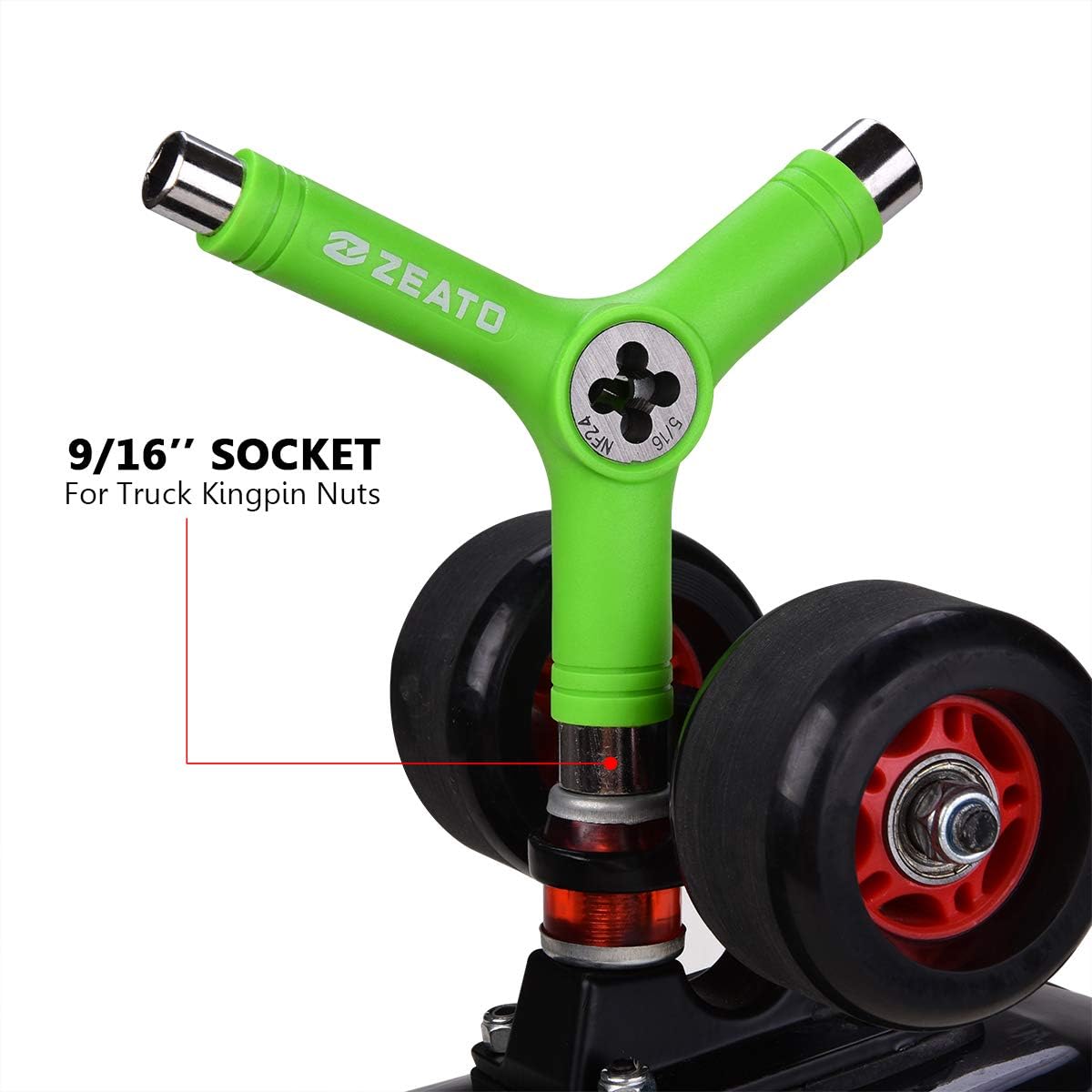 Zeato All-in-One Skate Tools Multi-Function Portable Skateboard T Tool Accessory with T-Type Allen Key and L-Type Phillips Head Wrench Screwdriver