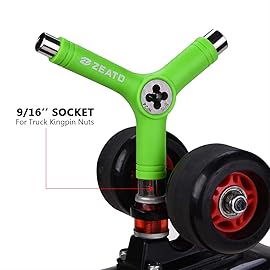 Zeato All-In-One Skate Tools Multi-function Portable Skateboard Y Tool Accessory with Y-type Allen Key and L-type Phillips Head Wrench Screwdriver - Green