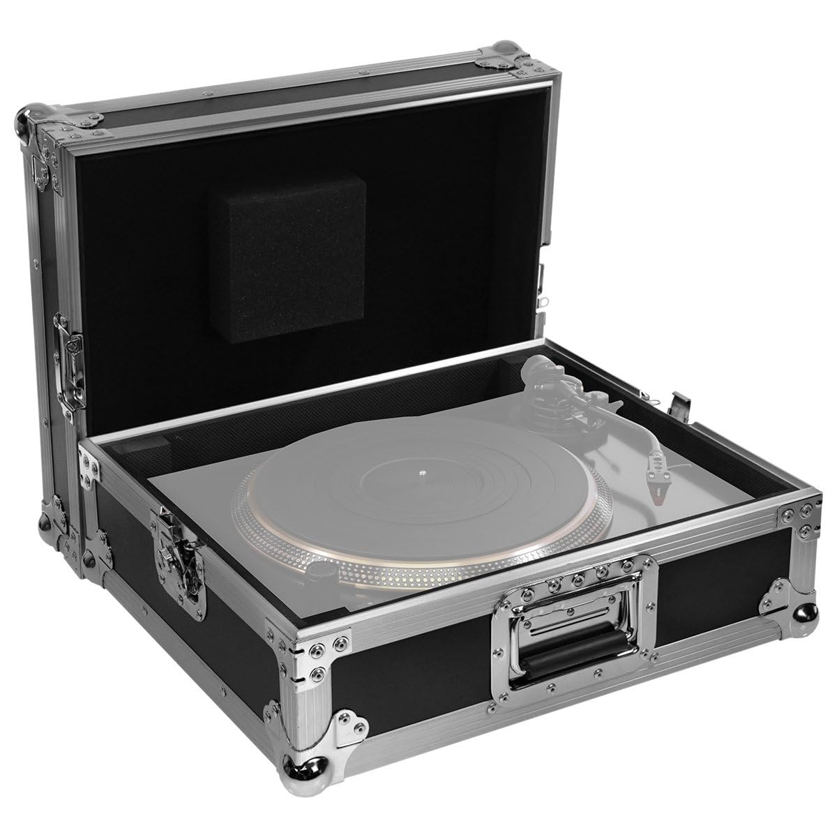 Plugger Case Flight Turntable Flightcase pour Platine Vinyle. Valise Tourne Disque. Flight Case Professionnel Noir. Compatible Technics SL1200, PLX-1000 Audio Technica LP120, Reloop RP7000 et Autres.