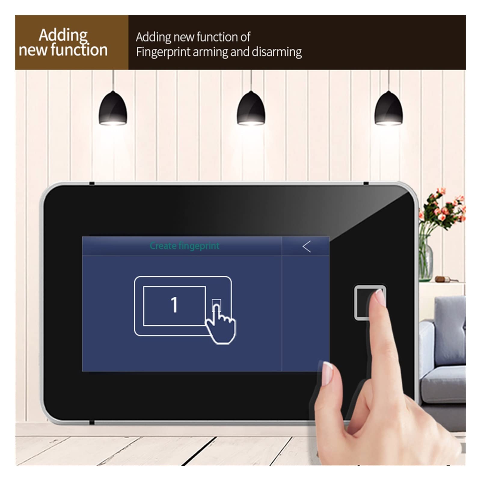 Sistema di Allarme di Sicurezza Domestica, di Allarme Sicurezza Tuya Display umidità della Temperatura Armato Impronte digitali 433 MHz Wireless Smart Home Burglar(G60-A Set)