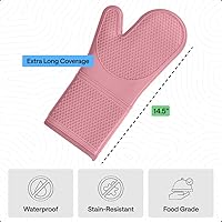 Vista 14 de GORILLA GRIP - Juego de guantes de horno de silicona suave sin BPA, guantes de cocina resistentes al calor e impermeables, forro de algodón grueso