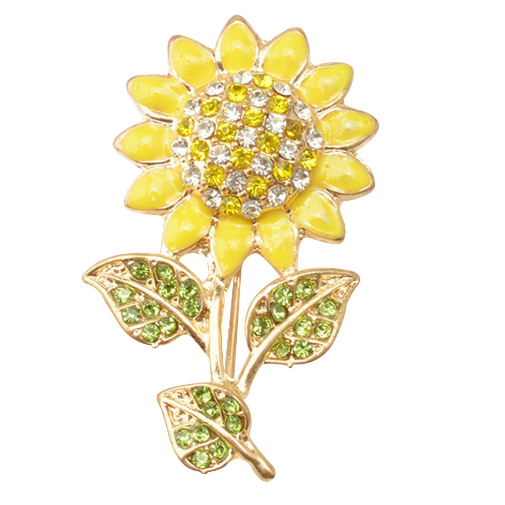 AmosfunElegant Rhinestone Brooch Sunflower Lapel Pin Cartoon Colourful Pin for Women Pattern 1 Party Decoration